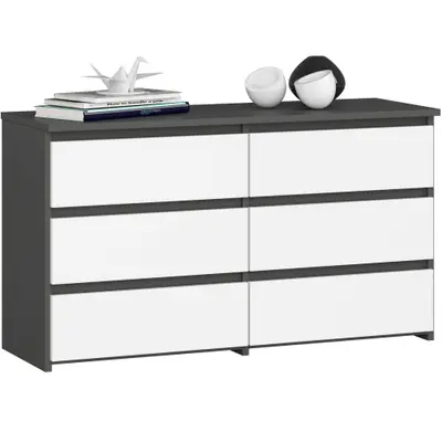 Komoda CL100 6SZ grafitová šedá/bílá