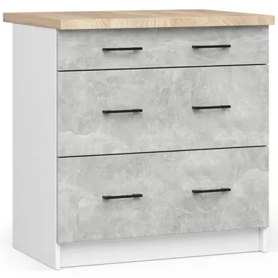 Kuchyňská skříňka Olivia S80 3SZ bílá/beton