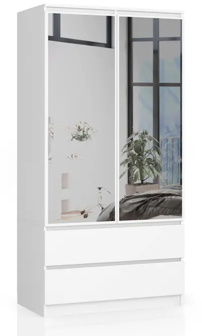 Šatní skříň S90 2D2SZ se zrcadlem bílá