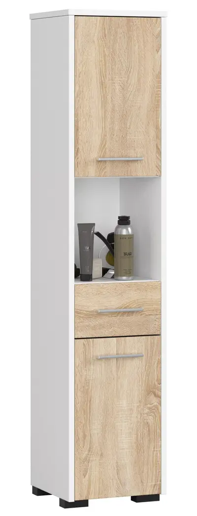Koupelnová skříňka Fin 30 2D1SZ1W bílá/dub sonoma