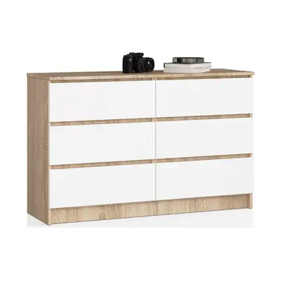 Komoda K120 6SZ dub sonoma/bílá
