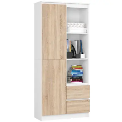 Regál R11 R80 2D2SZ bílá/dub sonoma