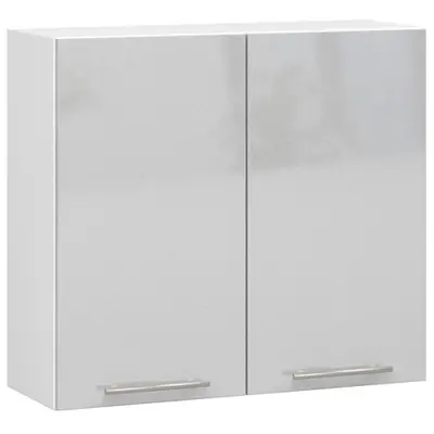 Závěsná kuchyňská skříňka Olivia W80 bílá/metalický lesk