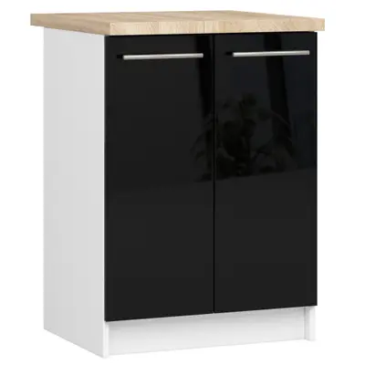 Kuchyňská skříňka Olivia S60 2D bílá/černý lesk