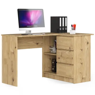 Rohový počítačový stůl B16 pravá - dub artisan
