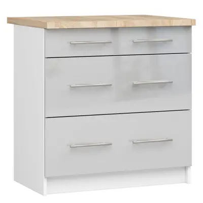 Kuchyňská skříňka Olivia S80 3SZ bílá/metalický lesk