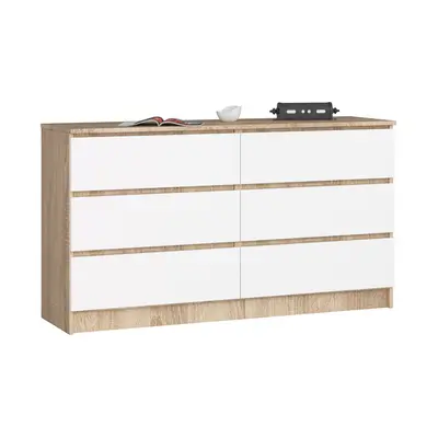 Komoda K140 6SZ dub sonoma/bílá