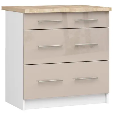 Kuchyňská skříňka Olivia S80 3SZ bílá/cappuccino lesk