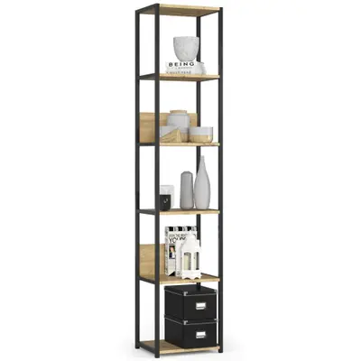 Kovový regál Loft 40 cm černá/dub artisan