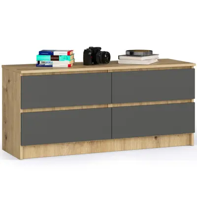 Komoda K120 4SZ dub artisan/grafitová šedá