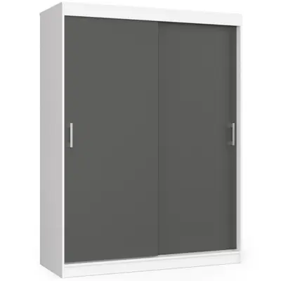 Šatní skříň posuvná Mono 150 cm bílá/grafitová šedá