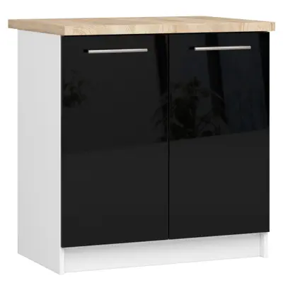 Kuchyňská skříňka Olivia S80 2D bílá/černý lesk