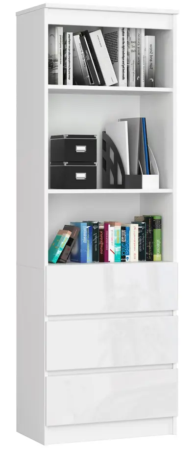 Regál R60 3SZ2P bílá/bílý lesk