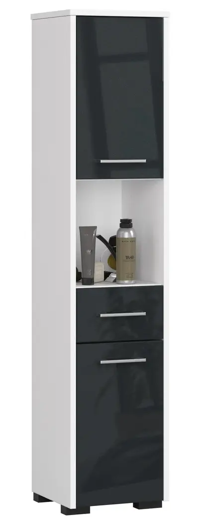 Koupelnová skříňka Fin 30 2D1SZ1W bílá/grafitový lesk