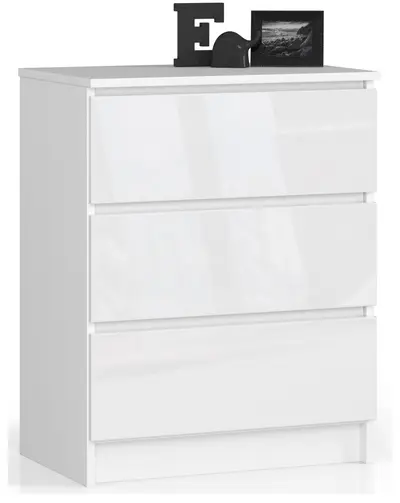 Komoda K60 3SZ bílá/bílý lesk