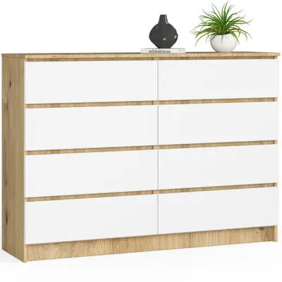 Komoda K140 8SZ dub artisan/bílá