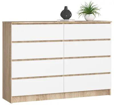 Komoda K140 8SZ dub sonoma/bílá