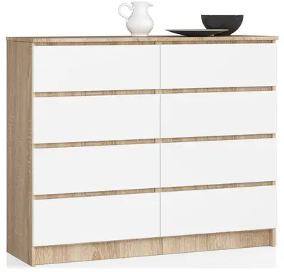 Komoda K120 8SZ dub sonoma/bílá