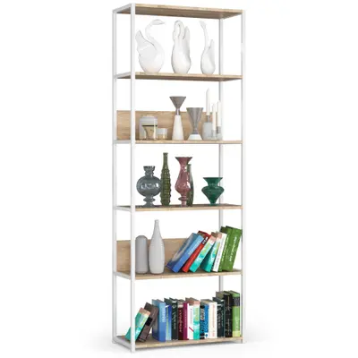 Kovový regál Loft 70 cm bílá/dub sonoma
