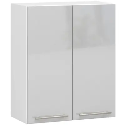 Závěsná kuchyňská skříňka Olivia W60 bílá/metalický lesk
