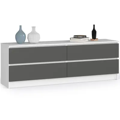 Komoda K160 4SZ bílá/grafitová šedá