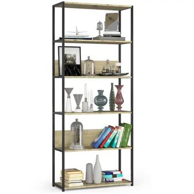 Kovový regál Loft 80 cm černá/dub artisan