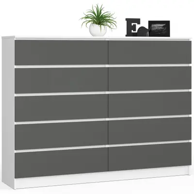 Komoda K160 10SZ bílá/grafitová šedá