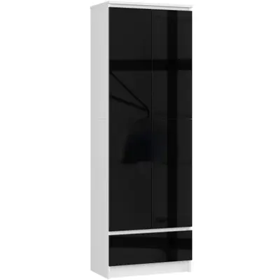 Regál R60 4D1SZ bílá/černý lesk