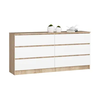 Komoda K160 6SZ dub sonoma/bílá