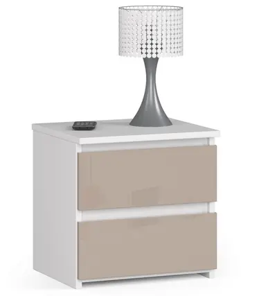 Noční stolek CL2 2SZ CLP bílá/cappuccino lesk
