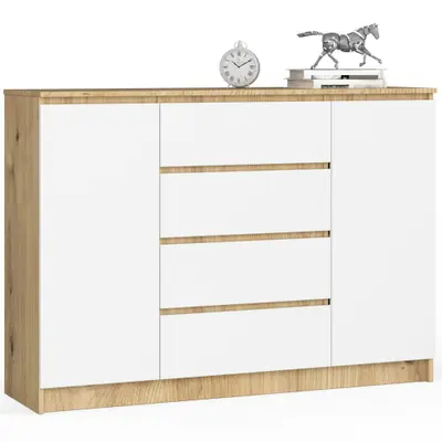Komoda K140 2D4SZ dub artisan/bílá