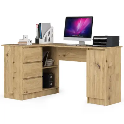 Rohový počítačový stůl B20 levá - dub artisan