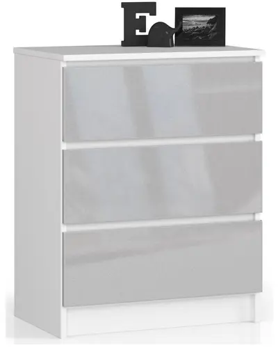 Komoda K60 3SZ bílá/metalický lesk