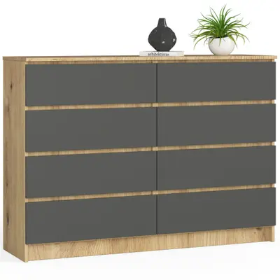 Komoda K140 8SZ dub artisan/grafitová šedá