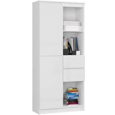 Regál R15 R80 2D2SZ bílá/bílý lesk