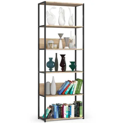 Kovový regál Loft 70 cm černá/dub sonoma