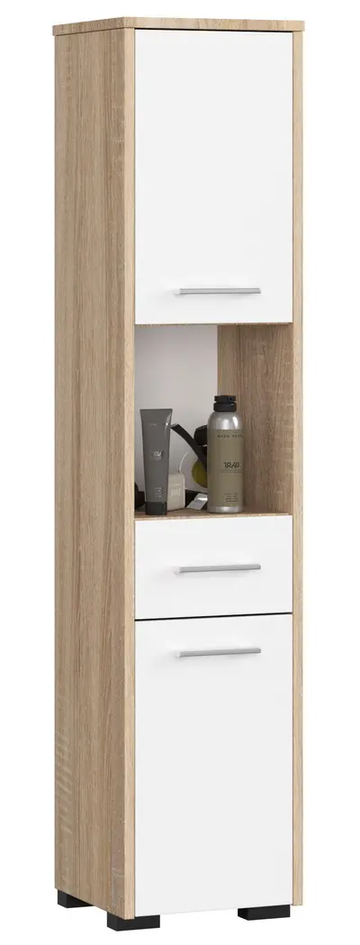 Koupelnová skříňka Fin 30 2D1SZ1W dub sonoma/bílá