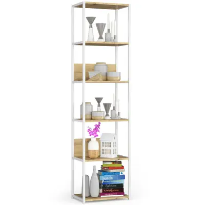 Kovový regál Loft 50 cm bílá/dub artisan