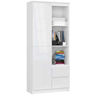 Regál R11 R80 2D2SZ bílá/bílý lesk