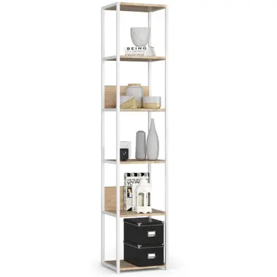 Kovový regál Loft 40 cm bílá/dub sonoma