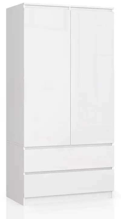 Šatní skříň S90 2D2SZ bílá/bílý lesk
