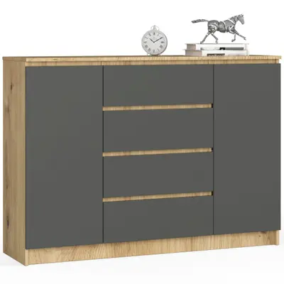Komoda K140 2D4SZ dub artisan/grafitová šedá