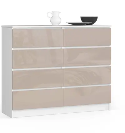 Komoda K120 8SZ bílá/cappuccino lesk