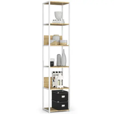 Kovový regál Loft 40 cm bílá/dub artisan