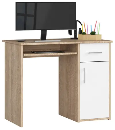Počítačový stůl Pin dub sonoma/bílá