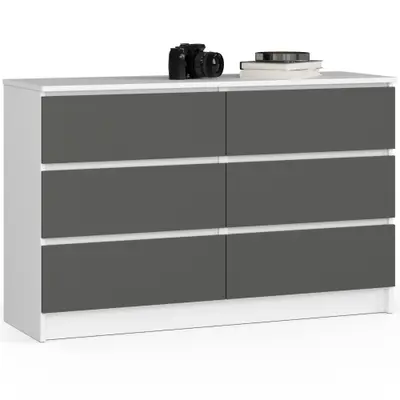 Komoda K120 6SZ bílá/grafitová šedá