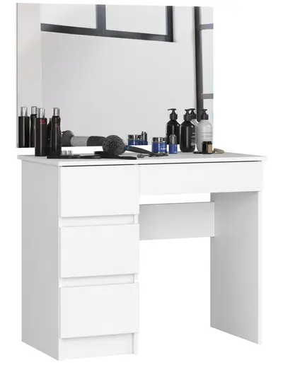 Toaletní stolek se zrcadlem T-6/SL 90x60 levá - bílá