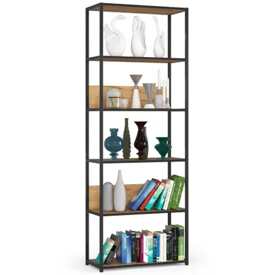 Kovový regál Loft 70 cm černá/dub craft