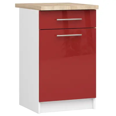 Kuchyňská skříňka Olivia S50 SZ1 bílá/červený lesk
