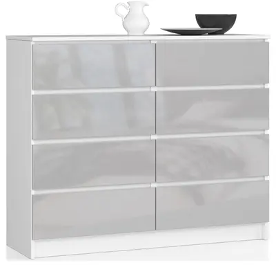 Komoda K120 8SZ bílá/metalický lesk
